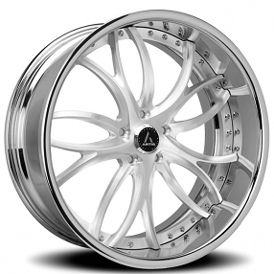 21" Staggered Artis Forged Wheels Biscayne Brushed Silver Face with Chrome Lip Rims