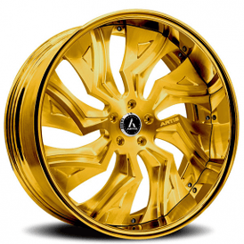 24" Artis Forged Wheels Buckeye Brushed Gold Face with Gold over Chrome Lip Rims