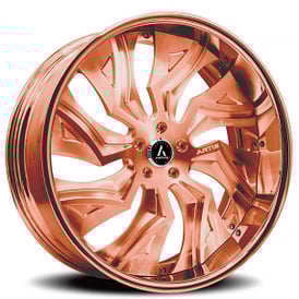 20" Artis Forged Wheels Buckeye Brushed Rose Gold Face with Rose Gold over Chrome Lip Rims