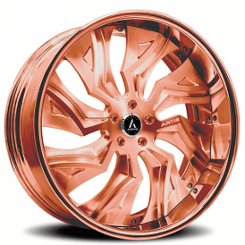 19" Artis Forged Wheels Buckeye Brushed Rose Gold Face with Rose Gold over Chrome Lip Rims