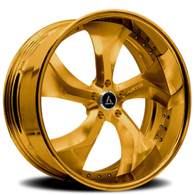 21" Artis Forged Wheels Bully Brushed Gold Face with Gold over Chrome Lip Rims