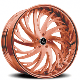 22" Staggered Artis Forged Wheels Decatur Brushed Rose Gold Face with Rose Gold over Chrome Lip Rims