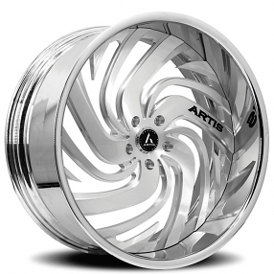 21" Staggered Artis Forged Wheels Fillmore Brushed Silver Face with Chrome Lip Rims
