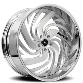 20" Staggered Artis Forged Wheels Fillmore Brushed Silver Face with Chrome Lip Rims