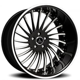 22" Staggered Artis Forged Wheels International Custom 2-Tone Face with Black Lip with Pin Stripe Accent Rims