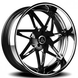 20" Staggered Artis Forged Wheels Nirvana Black Face with Chrome Window and Chrome Lip Rims