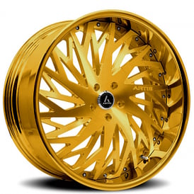 20" Staggered Artis Forged Wheels Northtown Brushed Gold Face with Gold over Chrome Lip Rims