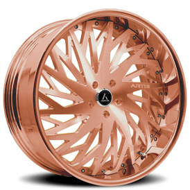19" Artis Forged Wheels Northtown Brushed Rose Gold Face with Rose Gold over Chrome Lip Rims