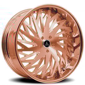 22" Artis Forged Wheels Northtown Brushed Rose Gold Face with Rose Gold over Chrome Lip Rims