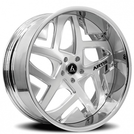 19" Artis Forged Wheels Pueblo Brushed Silver Face with Chrome Lip Rims