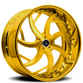 19" Staggered Artis Forged Wheels Sincity Brushed Gold Face with Gold over Chrome Lip Rims