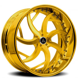 22" Artis Forged Wheels Sincity Brushed Gold Face with Gold over Chrome Lip Rims
