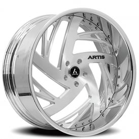 20" Artis Forged Wheels Southside Brushed Silver Face with Chrome Lip Rims