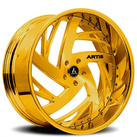 21" Staggered Artis Forged Wheels Southside Brushed Gold Face with Gold over Chrome Lip Rims