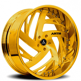 22" Artis Forged Wheels Southside Brushed Gold Face with Gold over Chrome Lip Rims