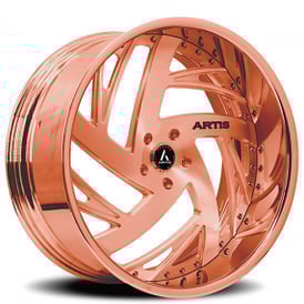 19" Staggered Artis Forged Wheels Southside Brushed Rose Gold Face with Rose Gold over Chrome Lip Rims