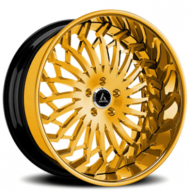 21" Staggered Artis Forged Wheels Spartacus Gold over Chrome Face and Lip Rims