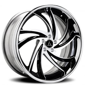 22" Artis Forged Wheels Twister Black Machined with Chrome Lip Rims