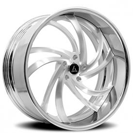 24" Artis Forged Wheels Twister Brushed Silver Face with Chrome Lip Rims