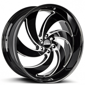 24" Strada Wheels Retro 6 Gloss Black Milled Rims 
