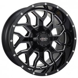 22" Impact Off-Road Wheels 813 Gloss Black with Milled Windows Rims