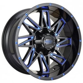 17" Impact Off-Road Wheels 814 Gloss Black with Blue Milled Rims