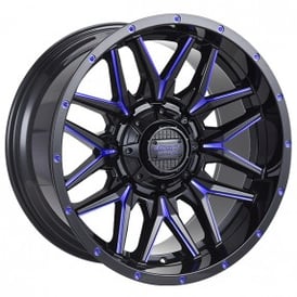 18" Impact Off-Road Wheels 819 Gloss Black with Blue Milled Rims