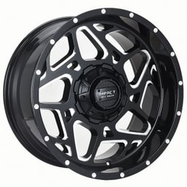 22" Impact Off-Road Wheels 822 Gloss Black with Milled Windows Rims