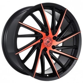 22" Impact Racing Wheels 608 Gloss Black with Red Machined Face Rims