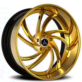 21" Staggered Artis Forged Wheels Twister Gold over Chrome Face and Lip Rims
