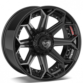 22x10" 4Play 4P80 Brushed Black Deep Concave Off-Road Wheels (8x180, -24mm) 