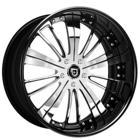 21" Staggered Lexani Forged Wheels LF-708 Chrome Face with Black Lip Rims