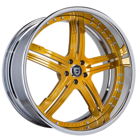 20" Staggered Lexani Forged Wheels LF-716 Brushed Gold with Chrome Lip Rims