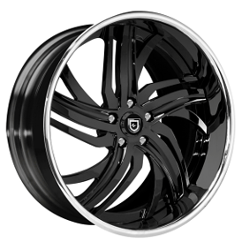 19" Staggered Lexani Forged Wheels LF-724 Black with Chrome Lip Rims