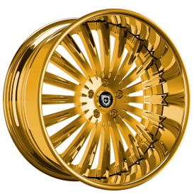 22" Staggered Lexani Forged Wheels LF-734 Camus Gold over Chrome Rims
