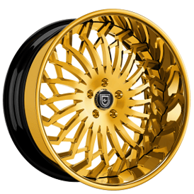 21" Staggered Lexani Forged Wheels LF-743 Spartacus Gold over Chrome Rims