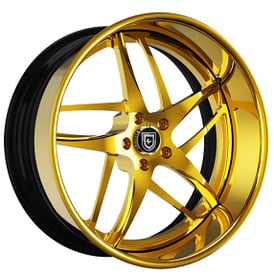 19" Staggered Lexani Forged Wheels LF-746 Bavaria Gold over Chrome Rims