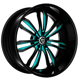 19" Lexani Forged Wheels LF-763 Gloss Black with Teal Accents Rims