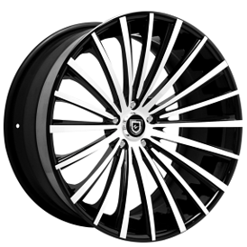 20" Staggered Lexani Forged Wheels LZ-722 Gloss Black with White Face Rims