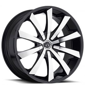22" VCT Wheels V48 Black Machined Rims 