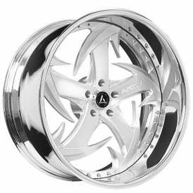 20" Artis Forged Wheels Athens Brushed Silver Face with Chrome Lip Rims
