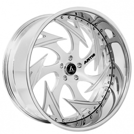 19" Staggered Artis Forged Wheels Atomic Brushed Silver Face with Chrome Lip Rims