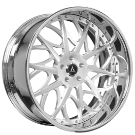 24" Artis Forged Wheels Bristol Brushed Silver Face with Chrome Lip Rims