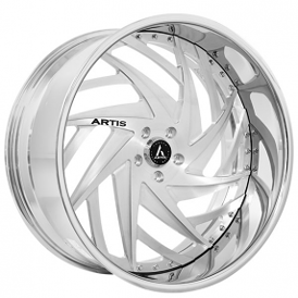19" Artis Forged Wheels Bronx Brushed Silver Face with Chrome Lip Rims