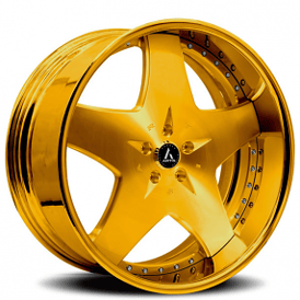 20" Staggered Artis Forged Wheels Cashville Brushed Gold Face with Gold over Chrome Lip Rims
