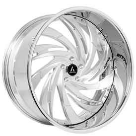19" Staggered Artis Forged Wheels Draco Brushed Silver Face with Chrome Lip Rims