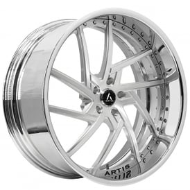 22" Artis Forged Wheels Fairfax Brushed Silver Face with Chrome Lip Rims