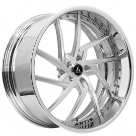 24" Artis Forged Wheels Fairfax Brushed Silver Face with Chrome Lip Rims