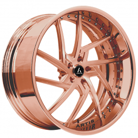 21" Artis Forged Wheels Fairfax Brushed Rose Gold Face with Rose Gold over Chrome Lip Rims
