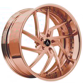 22" Artis Forged Wheels Fairfax Brushed Rose Gold Face with Rose Gold over Chrome Lip Rims